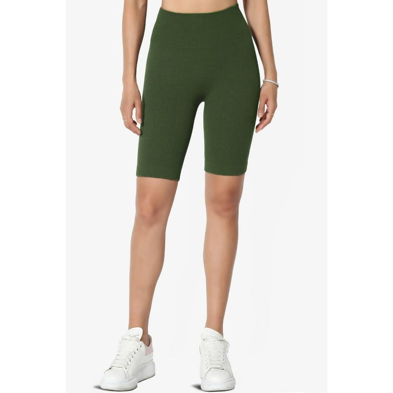 TheMogan Women s Compression Ribbed Seamless High Waist Biker