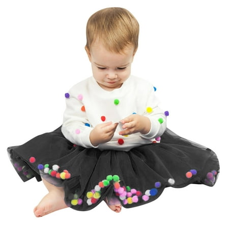 

kpoplk Short Sleeve Toddler Dress Toddler Girls Dress Summer Fashion Dress Princess Dress Casual Dress Tutu Mesh Girls Dresses(Black)