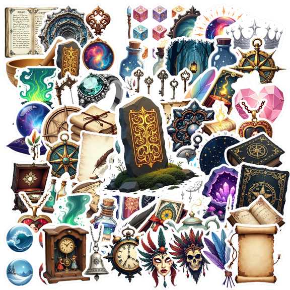 Fantasy Magic Theme Stickers, Waterproof Magic Theme Sticker for Water Bottle Laptop Phone Cases Planner Skateboard Luggage Helmet Party Favor Decor, Ideal for Adults Teens Teacher Rewards