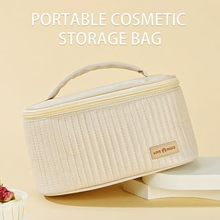 Luxury checkered cosmetics case, travel skincare, makeup (White) in 2023