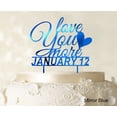 thumbnail image 1 of Love You More Wedding Cake Topper Personalized Mirror Blue Cake Topper Cake Decorations Color Option Available 6-7 Inches Wide, 1 of 1