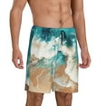 thumbnail image 2 of Pofeuu Ocean Wave Crash Print Men's Soft Woven Elastic Waistband Sleep Pajama Short-Small, 2 of 6