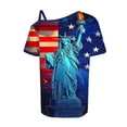 thumbnail image 3 of SELONE Off The Shoulder Tops For Women Fourth of July Print Stripe Tops Short Sleeve Clothes Patriotic Graphic Wear, 3 of 4