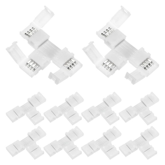 Uxcell 10-Pack 4-Pin 8mm RGB LED Strip Lights Connectors T Shape for 5050 2835 Strip Light DIY Lighting [White]