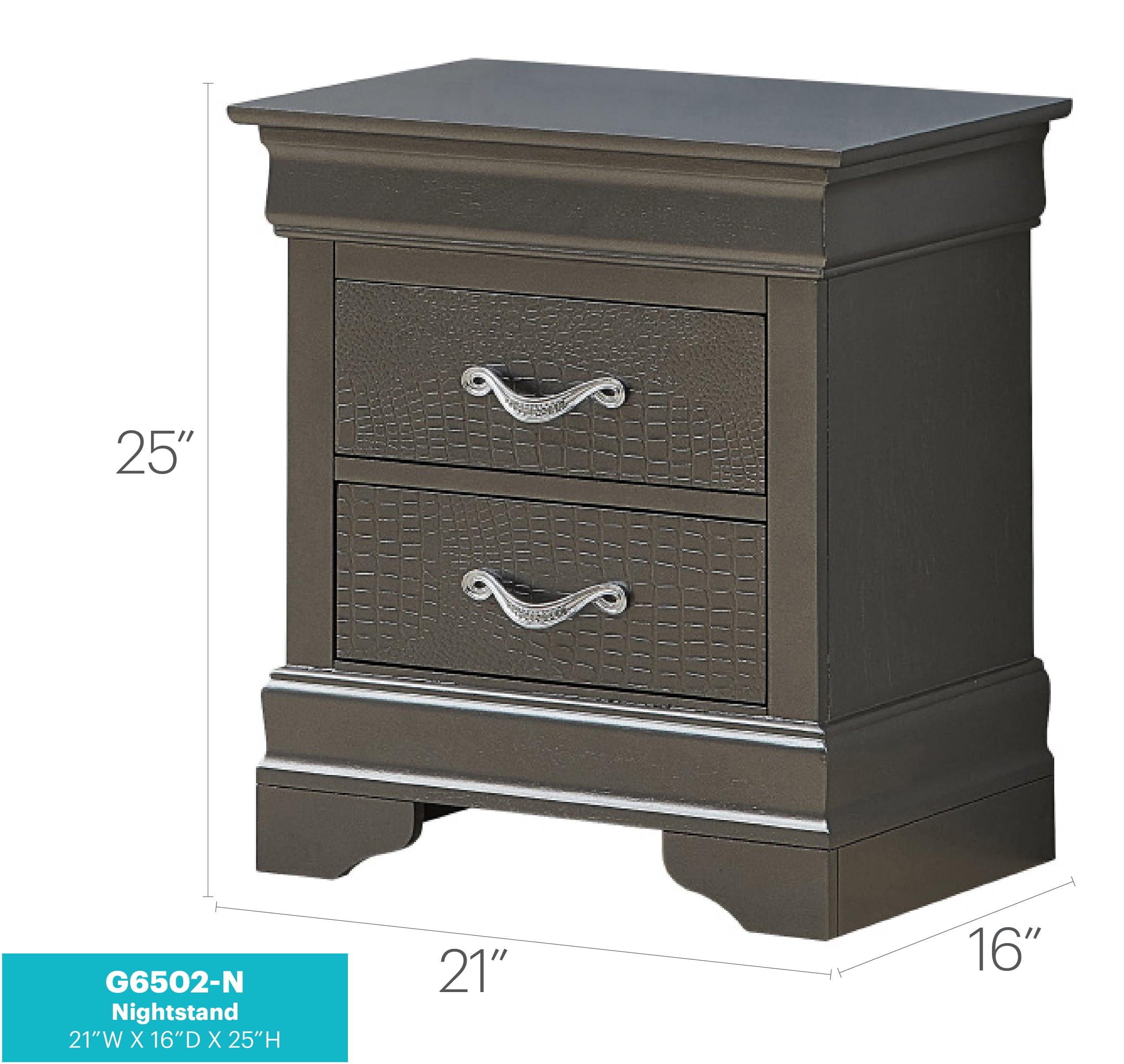 Glory Furniture Lorana Nightstand in Metalic Black Color