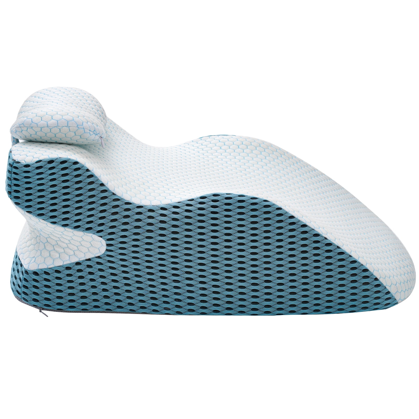 YEERSWAG Adult Ergonomic Memory Foam Bed Triangle Wedge Pillow Headboard for Sitting up Back Neck Pain Relief with Face Down Massage Prone Pillow Function for Reading
