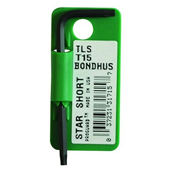 Bondhus 31715 T15 Hex Tip Key L-Wrench w/ProGuard Finish & Short Arm, 2.3"