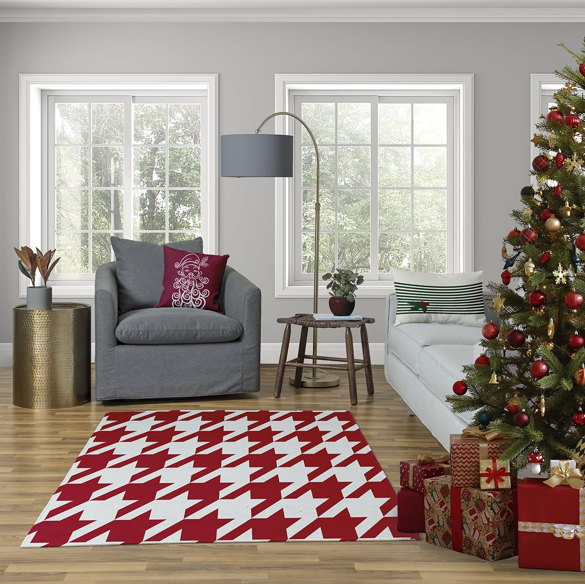 16" x 16" Simply Daisy Santa Baby Polyester Accent Pillow, Maroon (1 Count)