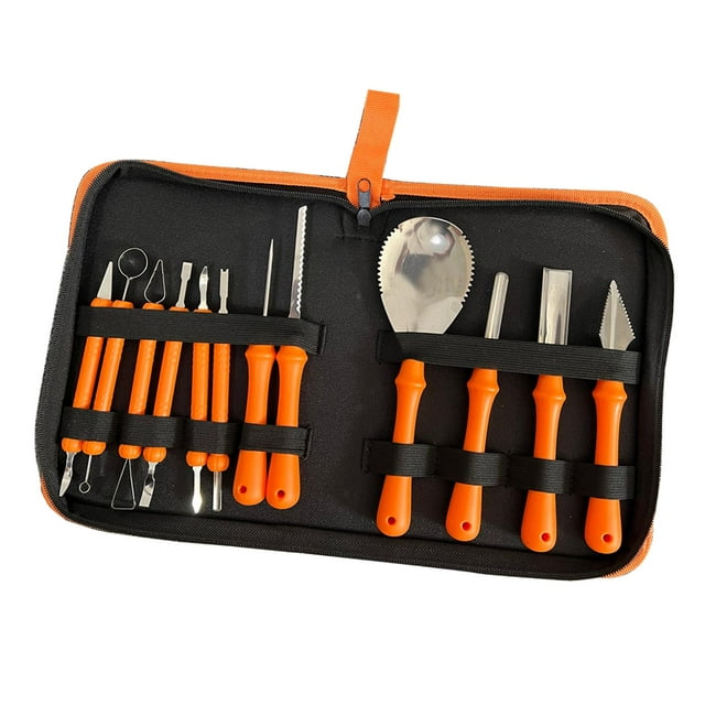 yuksok Kit de Sculpture de Citrouille 12 Pièces en Acier Inoxydable avec Étui de Transport Professionnel