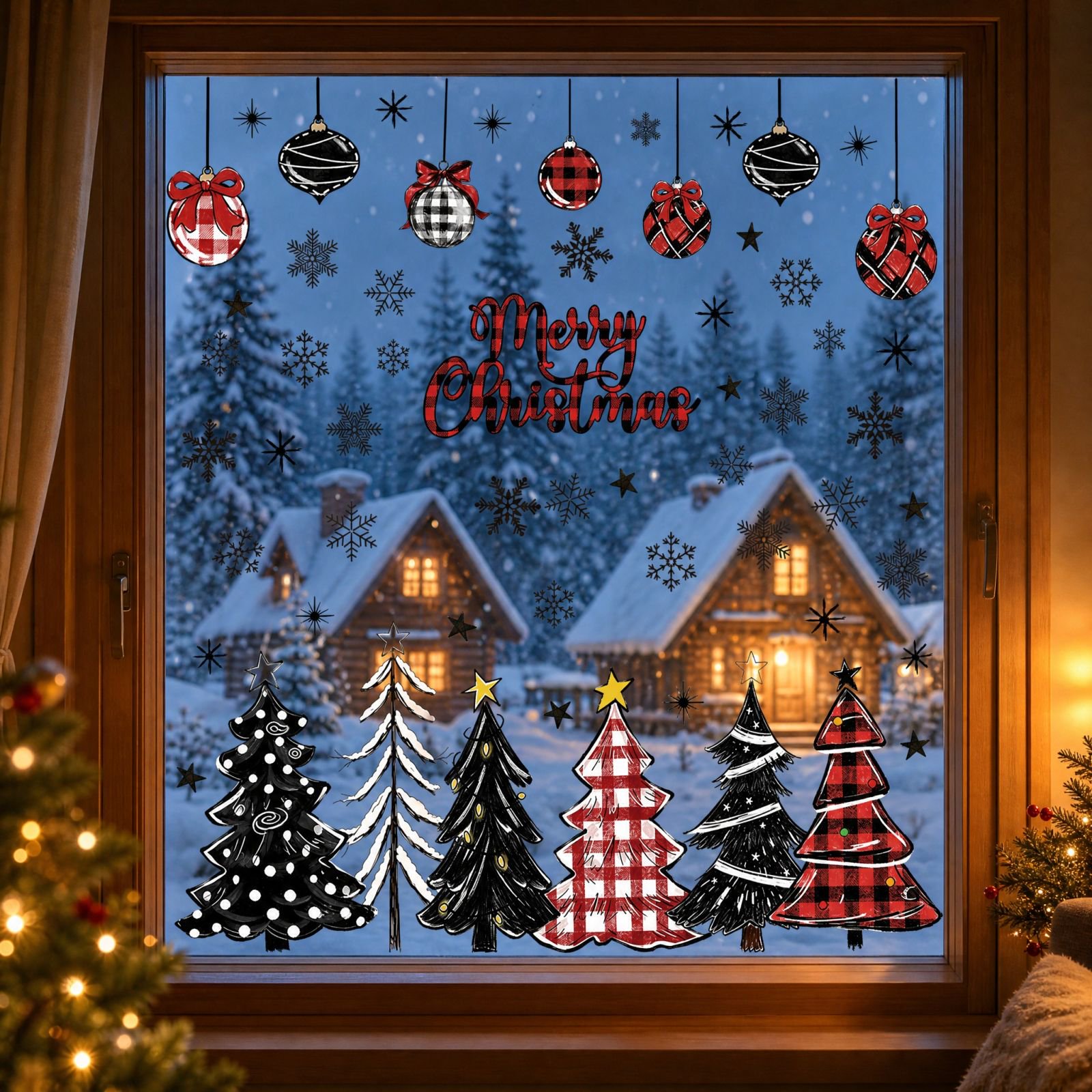 Christmas Window Clings Static Glass Decals Reusable Holiday Window Stickers For Glass Doors Mirrors Tiles Storefronts Home Party Decoration Merry Christmas
