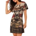 thumbnail image 2 of Fotbe Patriotic Deer Soldier Salute Bata de Dormir para Mujer con Estampado, Camisón de Algodón de Manga Corta, Ropa de Dormir Casual, 2 of 6