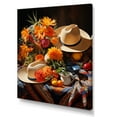 thumbnail image 2 of Designart "Floral Shades of Mexican Sombrero II" People Canvas Wall Art - Global Orange Mexican Art Hallway Wall Art Decor, 2 of 6