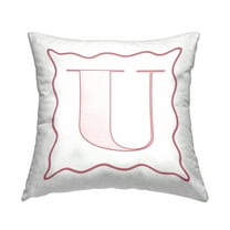 Stupell Industries Polka Dot Pink Letter U Square Decorative Printed Throw Pillow, 18 x 18
