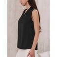 thumbnail image 4 of DARING DIVA Women's Satin Tank Top Sleeveless V Neck Business Satin Work Blouse M Black, 4 of 6
