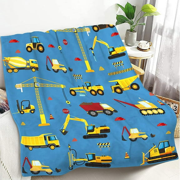 Construction Blankets for Boys Girls, Fuzzy Excavator Toddler Blankets for Boys Girls Teens Soft Truck Blanket Tractor Blanket Flannel Throw Blanket Birthday Children''s Day Gifts, 40\