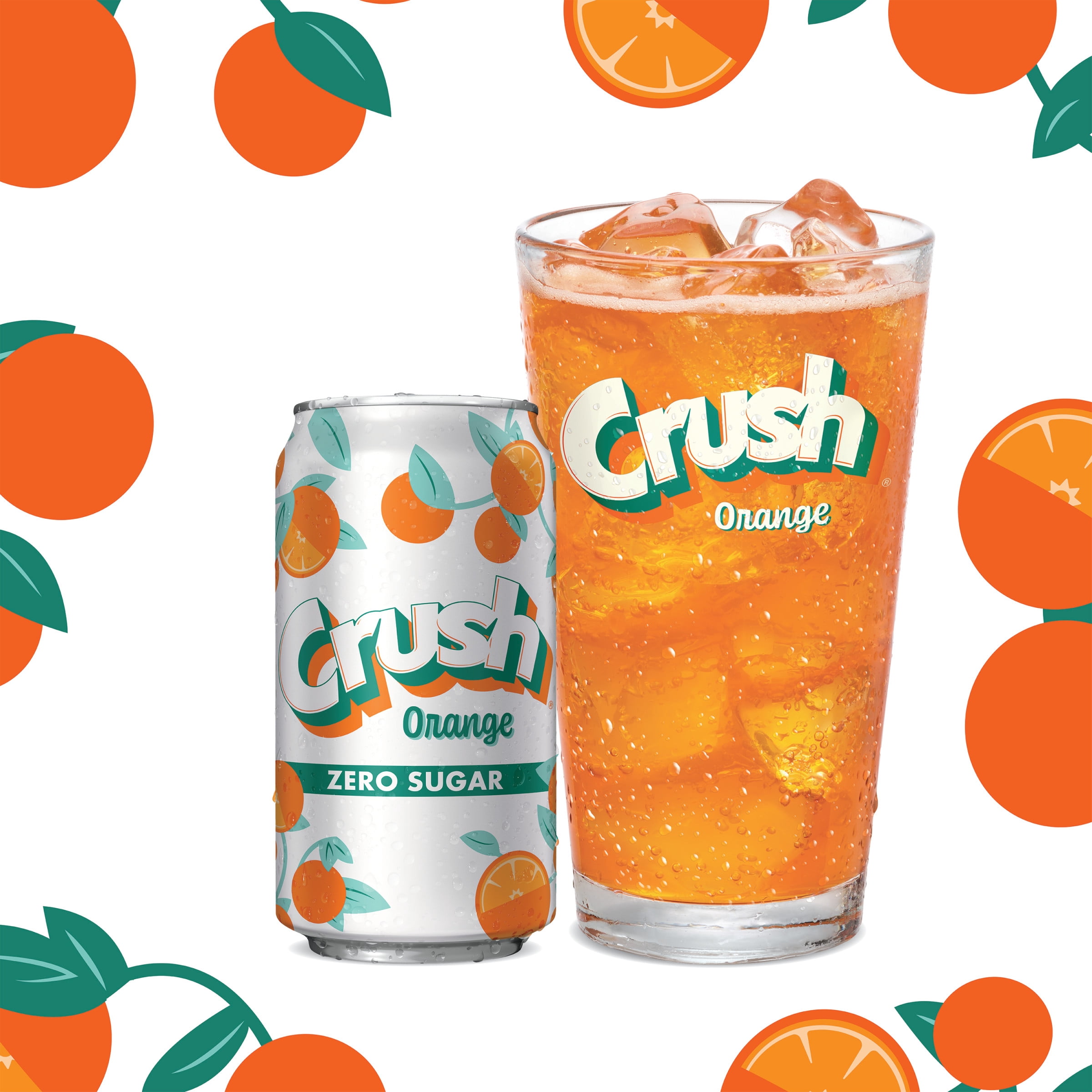Crush Caffeine Free Zero Sugar Orange Soda Pop, 12 fl oz, 12 Pack Cans