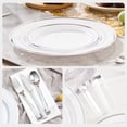 thumbnail image 4 of Daluvenix 700 Silver Plastic Dinnerware Set for 100 Guests, Silver Plastic Plates for Party, 100 Disposable Plates, 100 Dessert Plates, 100 Napkins with Silverware, 100 Cups, 4 of 11