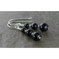 thumbnail image 4 of K-KED Handmade 6-8-10mm Black Onyx Round Gemstone Beads Drop Earrings, 4 of 7