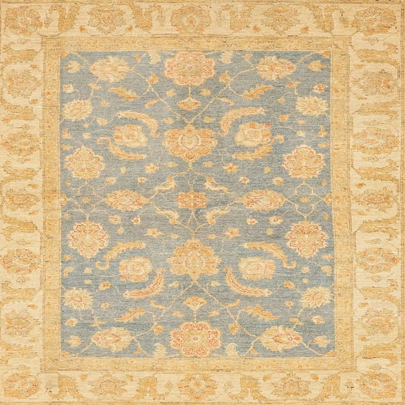 Ahgly Company Indoor Square Abstract Yellow Oriental Area Rugs, 5' Square