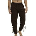 thumbnail image 1 of Pantalones largos para hombre, moda de ocio, color sólido, con correa de cuerda, bolsillo para los pies, pantalones largos para hombre, abrigo de poliéster, 1 of 2