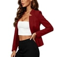 thumbnail image 5 of Homenesgenics Blazers for Women Business Casual Solid-Color Long-Sleeve Blazer with Lapel, Fitted Cardigan-Style Blazer Red XXL, 5 of 8