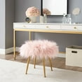 thumbnail image 2 of Linon Arlo Vanity Stool, 17.75" Seat Height, Pale Gold Finish with Pink Fabric, 2 of 8