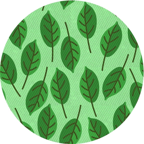 Ahgly Company Indoor Round Patterned Stoplight Go Green Area Rugs, 8' Round