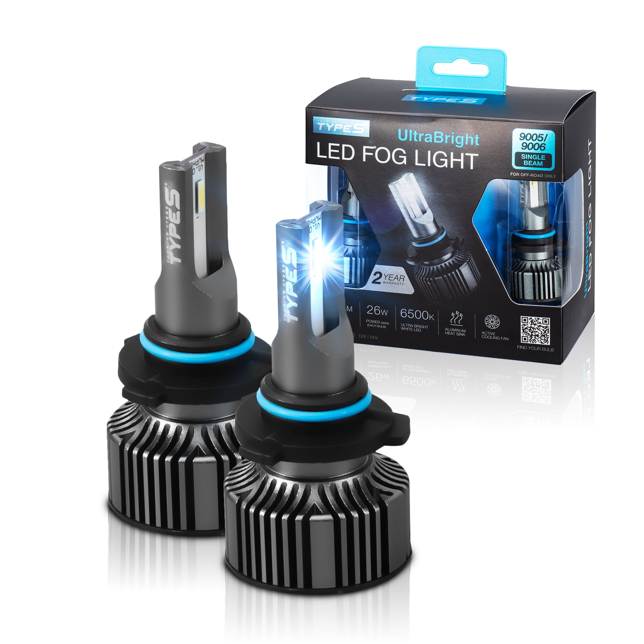 TYPE S, UltraBright LED Fog Light, H8/H9/H11/H16JP, 1800LM, 6500K