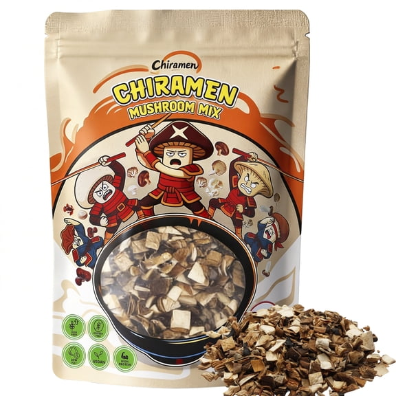 Chiramen Mushroom Mix Ramen Toppings, Dehydrated Oyster, Shiitake, King Oyster, Wood Ear and Button Mushrooms
