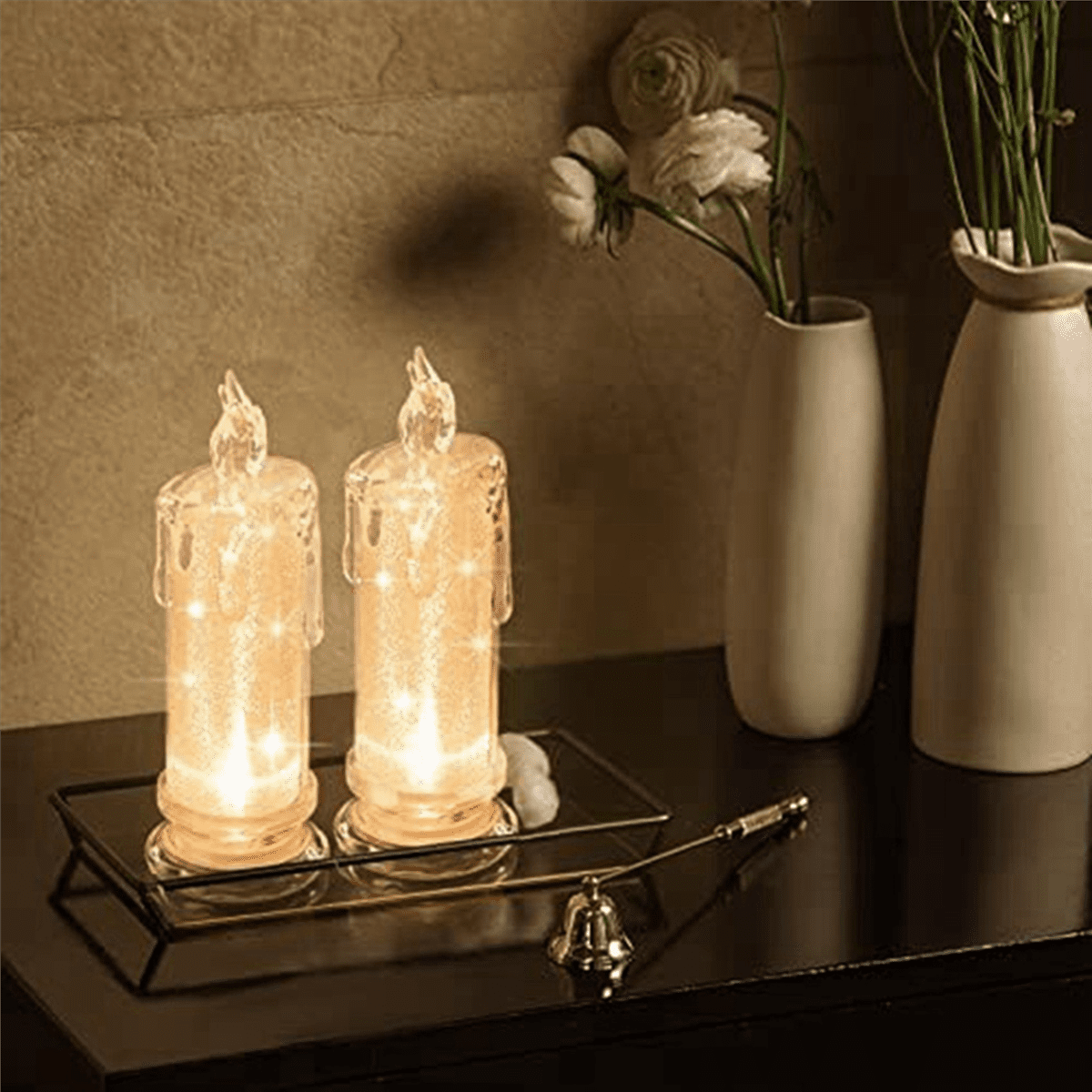 16PCS LED Flameless Candles ,LED Clearance Pillar Candles, Battery Included,Decoracion for Halloween Christmas,16 x LED flameless Candles 16 x battery,White