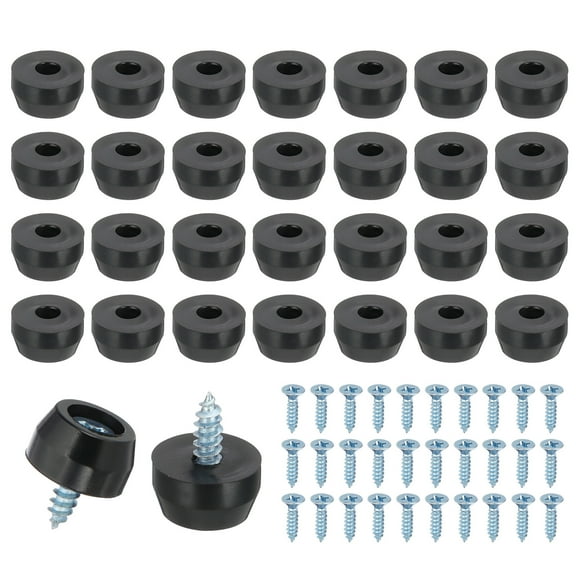Uxcell 28 Set Rubber Feet 0.35 x 0.43 x 0.24 inch Cutting Board Feet Non Slip Bumpers 0.11'' Screw on Rubber Feet Black