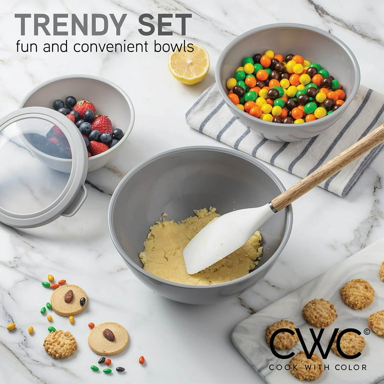 Cook with Color Mixing Bowls with TPR Lids - 12 Piece Plastic Nesting Bowls  Set includes 6 Prep Bowls and 6 Lids