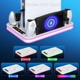 thumbnail image 6 of All in One Cooling Stand & Charger Station for PS5/Slim/Pro Console and Controller Charing Dock, Charging Stand for PlayStation Portal, Headset and Remote Holder with RGB Light Stand (White), 6 of 7