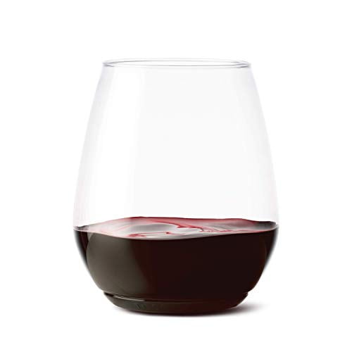 Tossware - Verre à Vin Rouge Empilable Incassable, 18 Onces Gobelets en Plastique Recyclables, Ensemble de 48