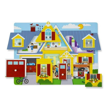 Doug Shapes Sound Puzzle - Melissa & Doug Around the House Sound Puzzle - Wooden Peg Puzzle (8 pcs)