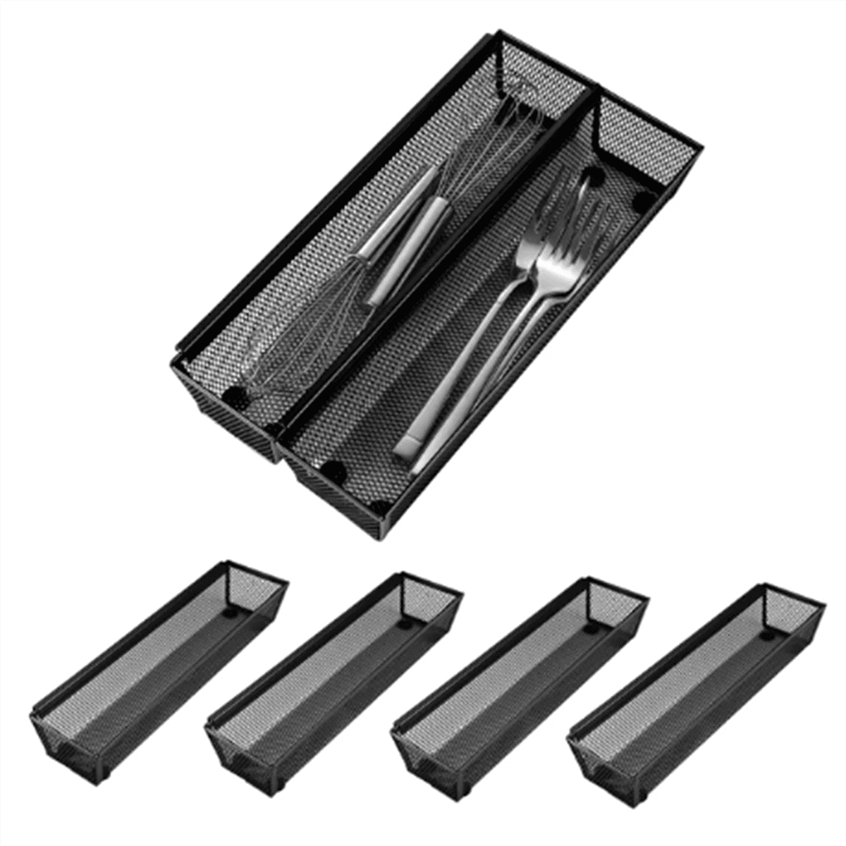 6pcs Drawer Organizer,Silverware Organizer for Kitchen, Utensil Cutlery Tray Mesh Metal Organizer