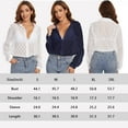 thumbnail image 3 of NeedBo Women's Button Down Long Sleeve V Neck Mesh Shirt See Through Sheer Blouse Tops, Navy M, 3 of 7