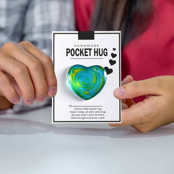 Pocket Hug Heart Token With Greeting Card - Pocket Hug Cards Keepsake Gifts - Hug Miss You Birthday Wedding Valentines Mothers Day Gifts for Mom Women
