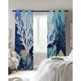 thumbnail image 4 of Summer Coastal Blackout Curtains for Bedroom Living Room Darkening Curtains 54 Inch Long Ocean Oil Painting Coral Short Curtain for Small Window Treatment Thermal Insulated Grommet Drapes 52"x54"x2, 4 of 9