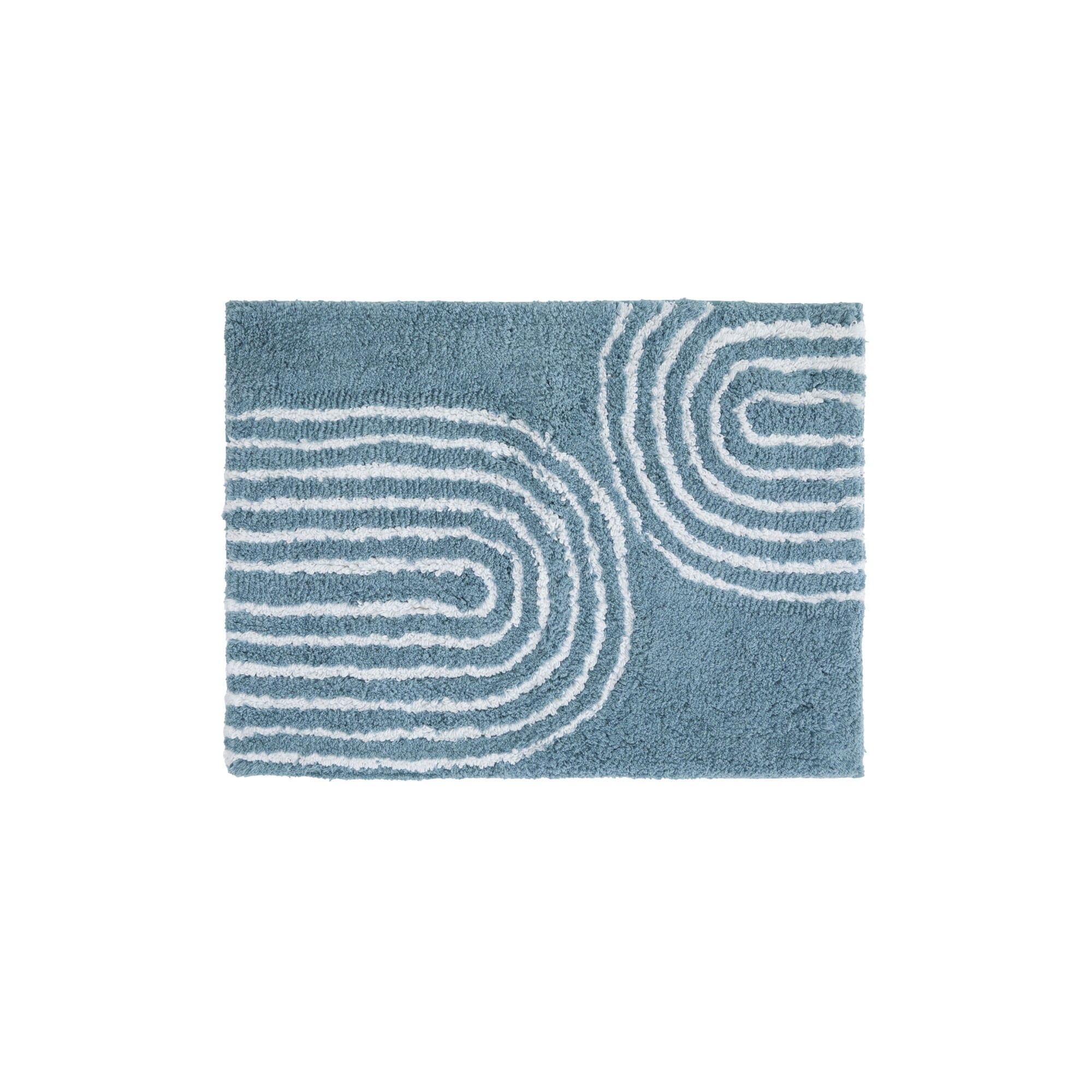Noble Linens Modern Pattern Cotton Bath Mat, 24 in x 17 in, Rainbow Light Blue
