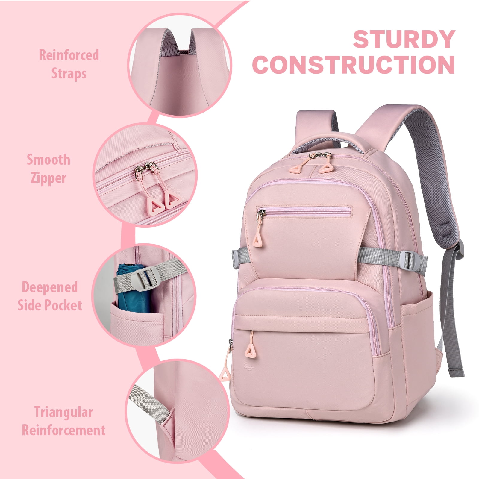 Gynky School Backpack, Large Capacity Bookbag Cute Girlish Water-Resistant Laptop Backpacks for Teen Adults Tween, Fashion Aesthetic Lightweight Travel Daypack for Women Middle School College