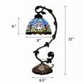 thumbnail image 6 of Tiffany Table Lamp Tulips Blue Purple Stained Glass Iron Metal Leaves LED Bulb Included Vintage for Living Room Dining Room Bedroom Bedside 21"H, 6 of 6