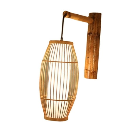 

Chinese Style Bamboo Wall Chandelier Creative E27 Hanging Wall Lighting Fixture Decorative Droplight for Living Room Tea House Bedroom 220x400mm
