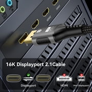 DisplayPort Cable 2.1[Vesa Certified],[8K@240Hz,4K@540Hz 360Hz 240Hz] DP 2.1 Cable 16K, DP80 HDR DSC Display Port Cord Compatible With FreeSync Gaming Monitor 5090 7900XTX S1334