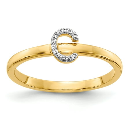 14k Yellow Gold Initial Ring - 14K Yellow Gold Diamond Initial C Ring (0.036Cttw)