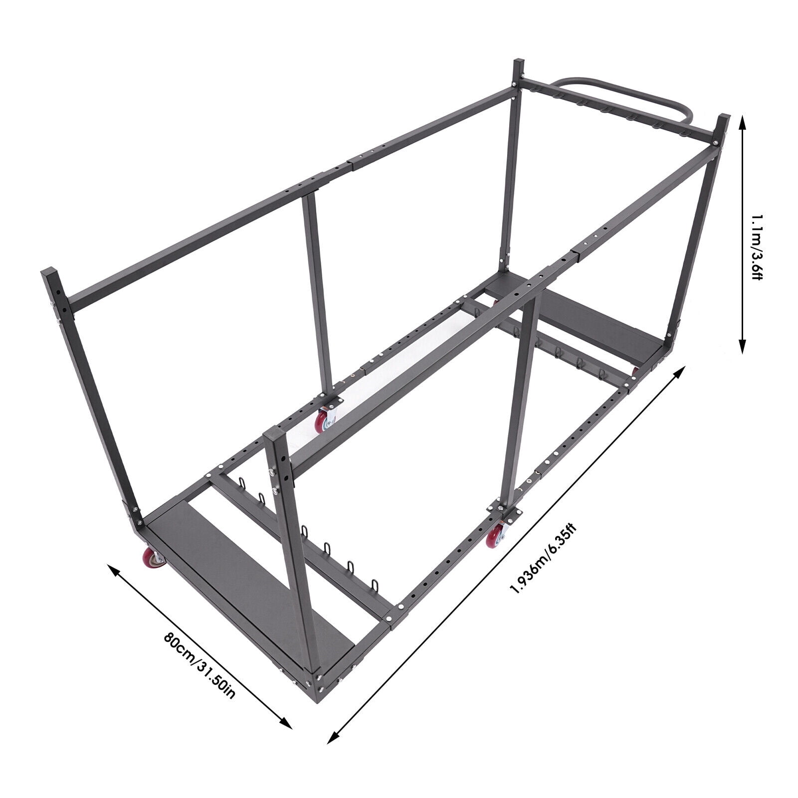 Miumaeov Folding Table Rack Dolly Cart W/ Casters Max 8 Round Table 12 Folding Table