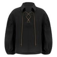 thumbnail image 1 of Aislor Chemise Médiévale pour Garçons Pirate Rétro Renaissance Coloniale Cosplay Manches Longues Lacets Mercenaire Écossais Noir 3TG, 1 of 5