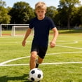 thumbnail image 6 of Eltusu Boys Athletic Shirts, Short Sleeve Quick Dry Solid Color Crewneck Mesh T-Shirts Navy Size 5-6T, 6 of 8