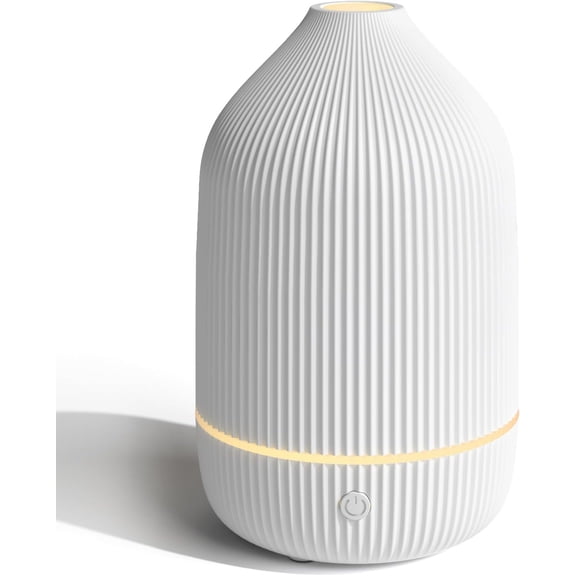 Essential Oil Diffuser, 100ml Aromatherapy Diffuser, Mini Ultrasonic Diffuser for Essential Oil, Home, Office, Cool Mist Humidifier with 7 Led Light, Auto Shut-Off, White