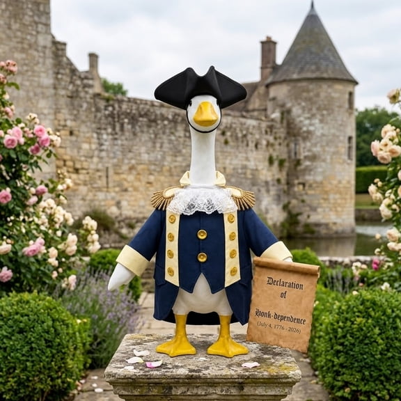 RUINIXCW Halloween Porch Goose Outfit 4th of July Porch Goose Clothes George Washington Costume for 23 inch Cement Plastic Goose Statue Accessories Set Yard Patio Lawn Art Decor (No Goose)